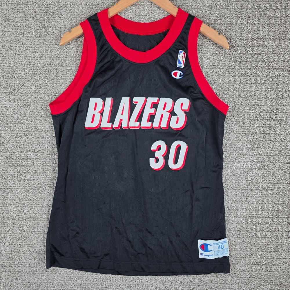 Vintage Champion Portland Trail Blazers Terry Porter NBA Jersey Black Mens Sz 40